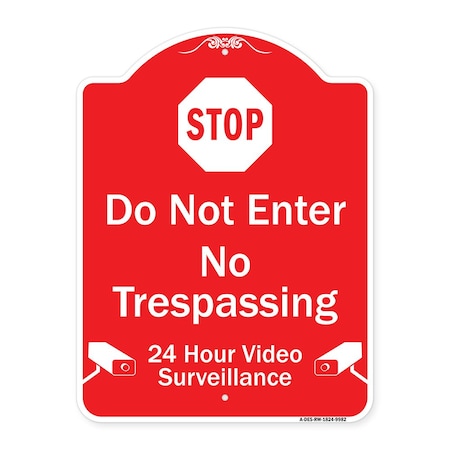 Signmission Do Not Enter 24 Hour Video Surveillance Heavy-Gauge Aluminum Architectural Sign, 24" H, RW-1824-9982 A-DES-RW-1824-9982